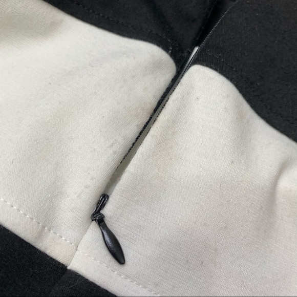 Sandro Jersey Mini Skirt Striped Colorblock Black & White Stretch 12 Large - Picture 5 of 9